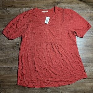 My‎ Danielle Women's Rust Textured Top Blouse Size XL